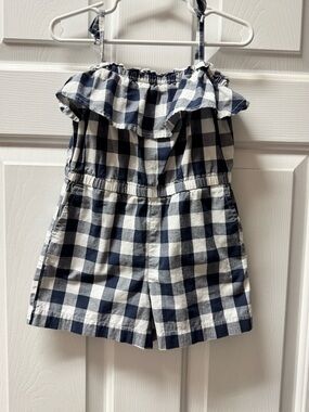BABY GAP Navy and White Gingham Girls Romper
